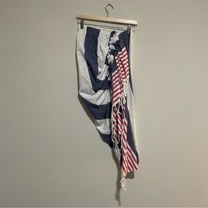 Just BEE Queen Red White Blue Stripes Tulum Skirt, Size Medium